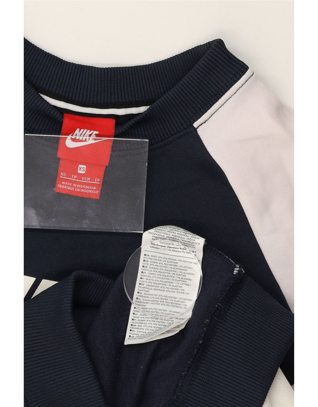 NIKE Mens Graphic Sweatshirt Jumper XS Multicoloured Colourblock Polyester Vintage Nike and Second-Hand Nike from Messina Hembry 