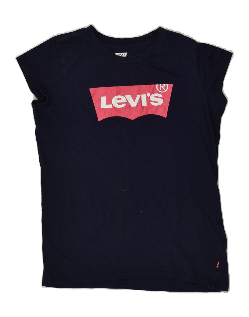 LEVI'S Girls Graphic T-Shirt Top 15-16 Years Navy Blue Cotton | Vintage Levi's | Thrift | Second-Hand Levi's | Used Clothing | Messina Hembry 