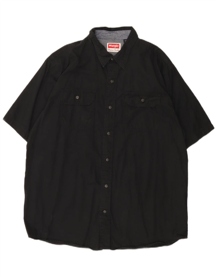 WRANGLER Mens Short Sleeve Shirt Large Black Cotton