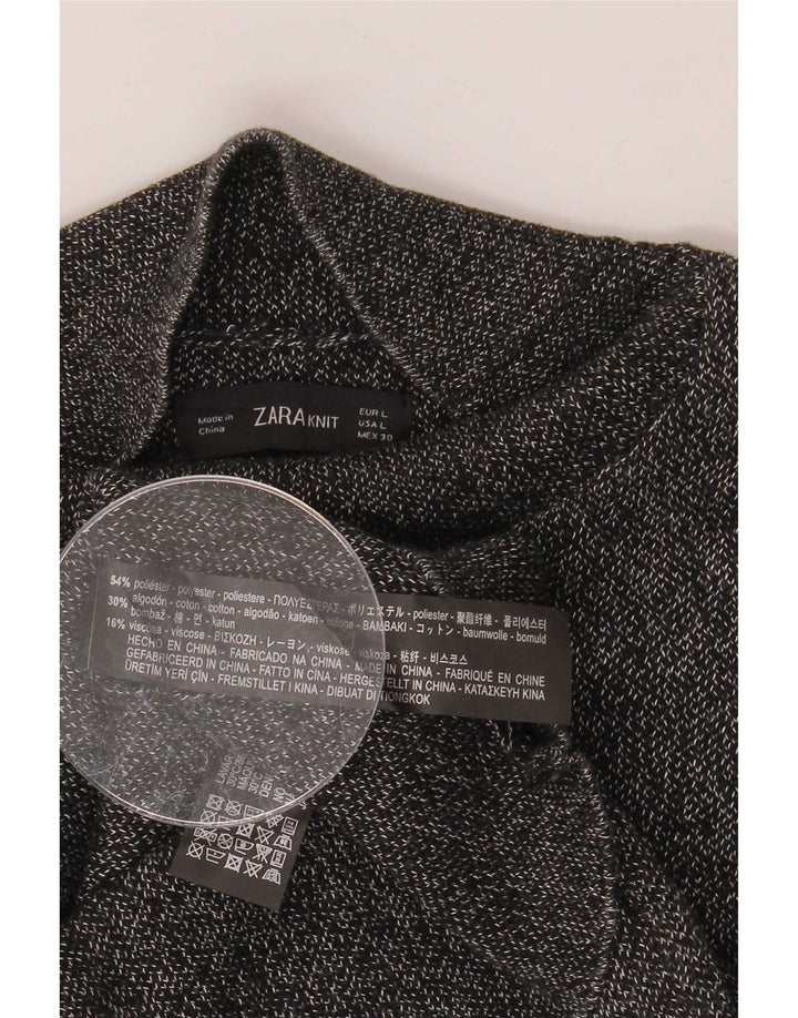 Zara Womens Regular Blouse Top UK 16 Large Grey Flecked Polyester