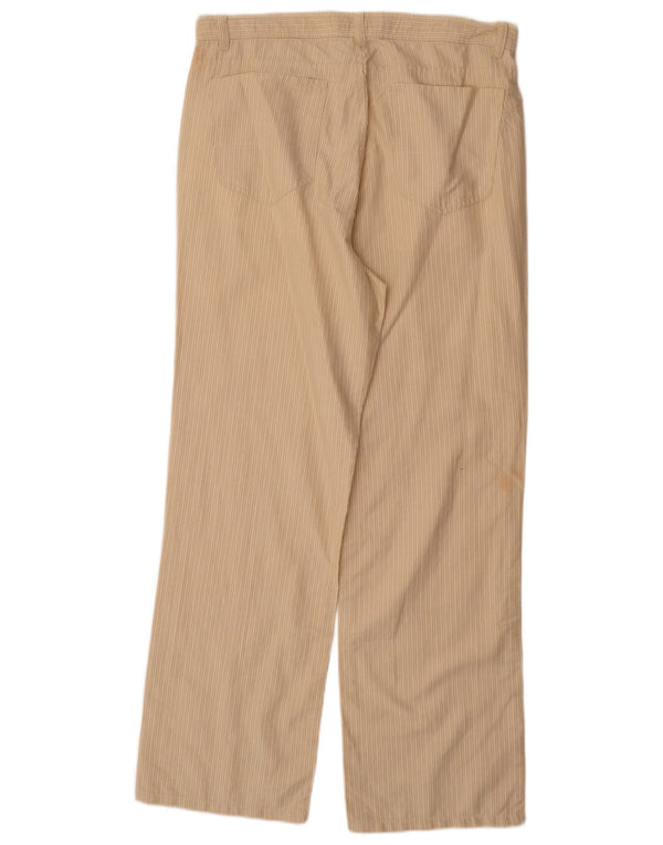 CALVIN KLEIN Mens Straight Casual Trousers W33 L31 Beige Pinstripe Cotton