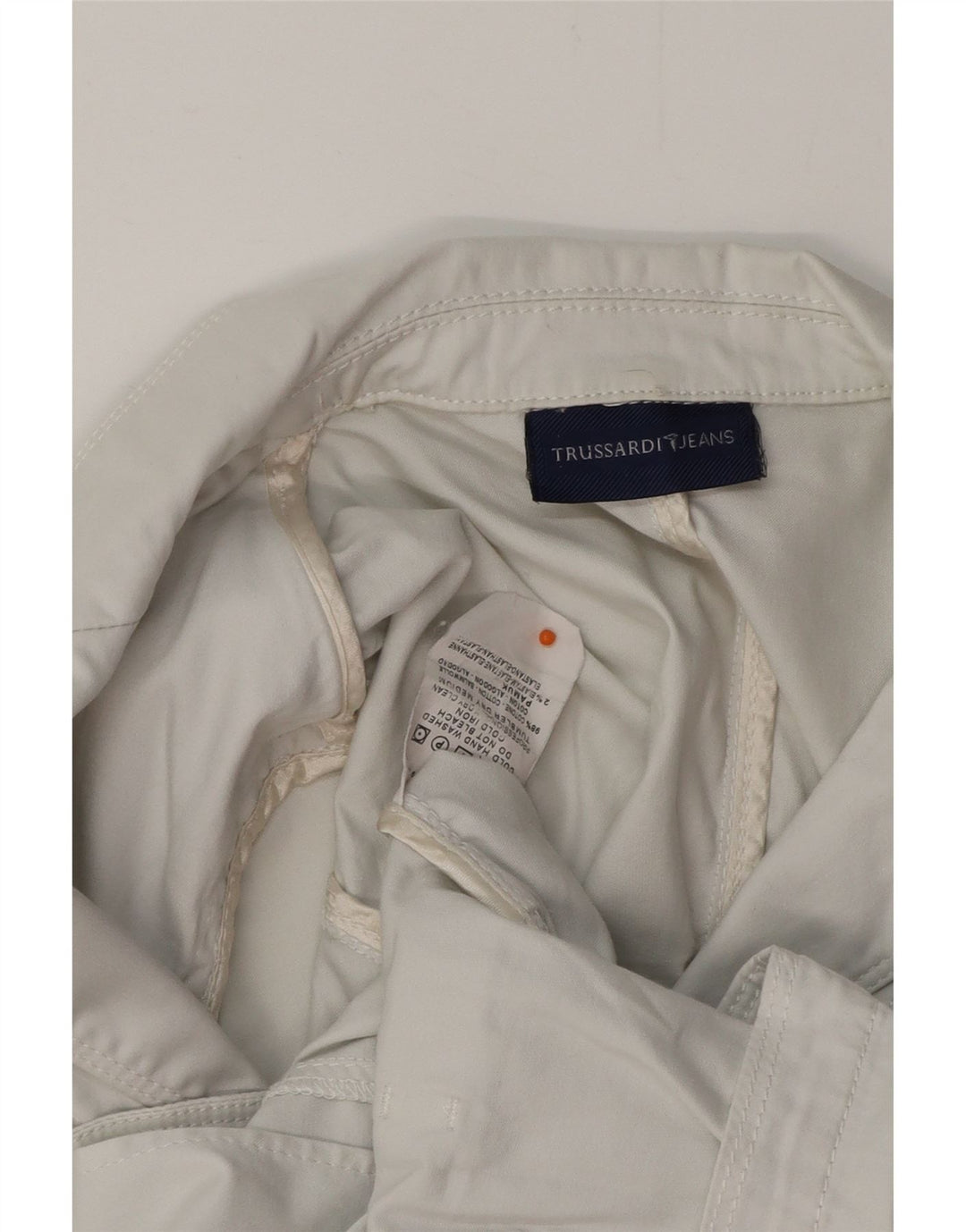 TRUSSARDI Womens 3 Button Blazer Jacket IT 40 Small White Cotton