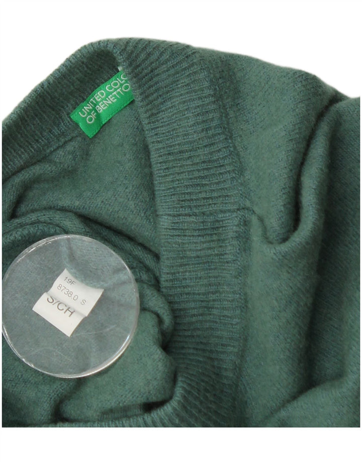 Benetton Womens Oversized Crew Neck Jumper Sweater UK 10 Small Green