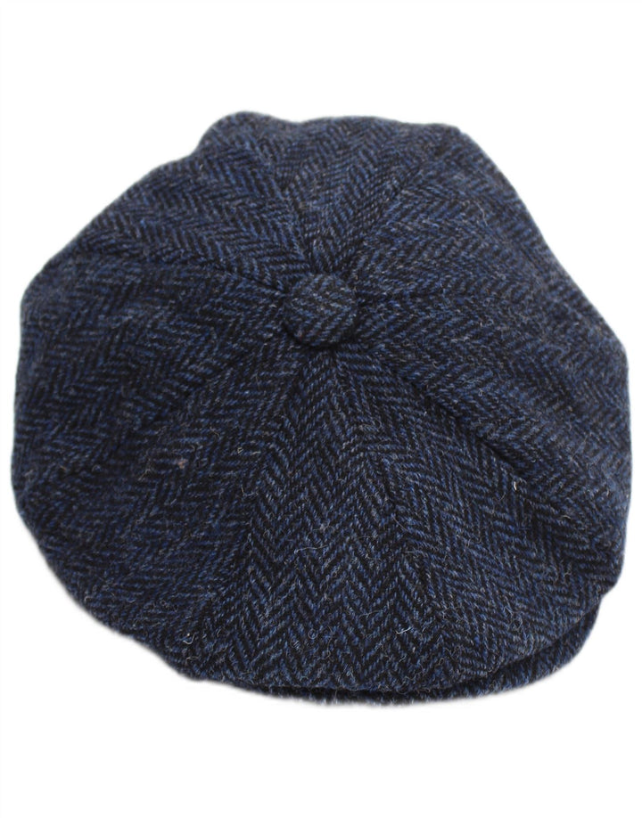 Walker and Hawkes Mens Flat Cap Medium Navy Blue Herringbone Classic