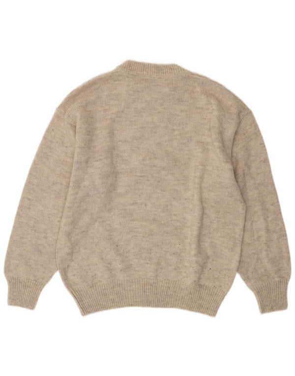 MALAGRIDA Mens Crew Neck Jumper Sweater Large Beige Geometric
