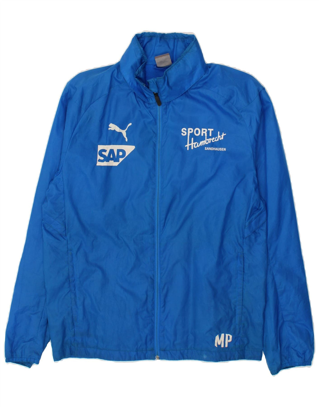 PUMA Mens Graphic Hooded Tracksuit Top Jacket Medium Blue Nylon Vintage Puma and Second-Hand Puma from Messina Hembry 