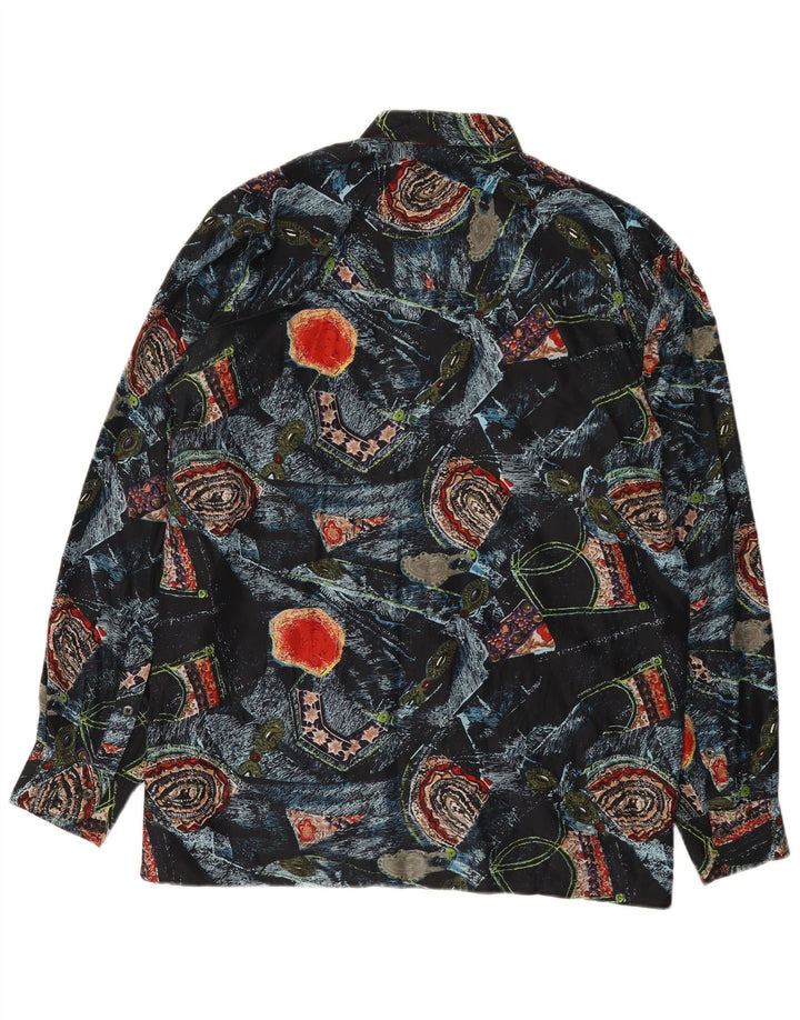 Tornado Mens Abstract Pattern Loose Fit Shirt Small Multicoloured Silk