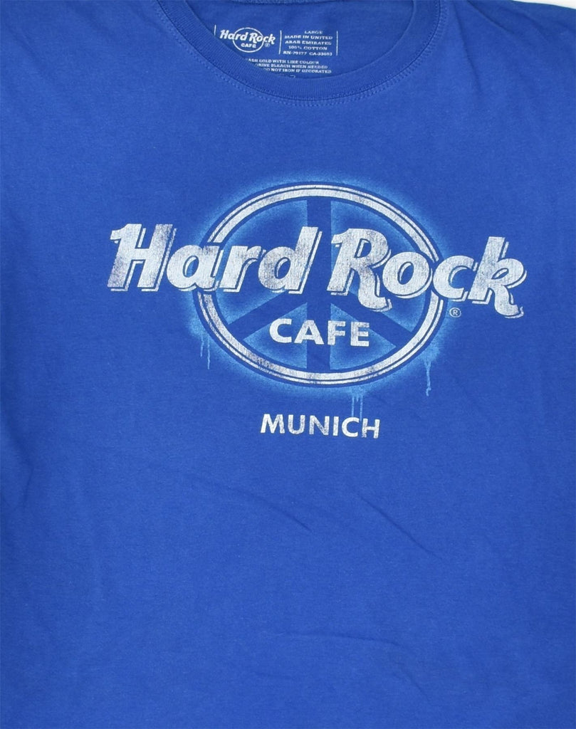 HARD ROCK CAFE Womens Munich Graphic T-Shirt Top UK 14 Large Blue Cotton | Vintage Hard Rock Cafe | Thrift | Second-Hand Hard Rock Cafe | Used Clothing | Messina Hembry 