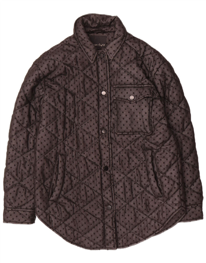 Phase Eight Womens Oversized Quilted Jacket UK 8 Small Black Spotted
