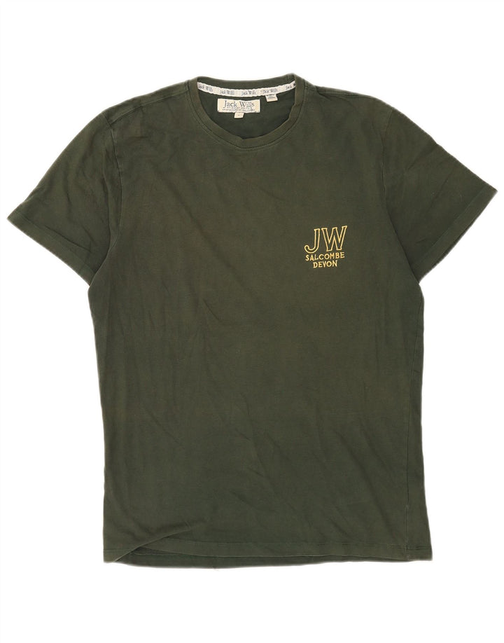 Jack Wills Mens Graphic T-Shirt Top Medium Khaki Cotton