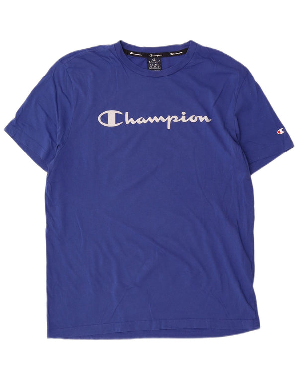 Champion Mens Graphic T-Shirt Top XL Blue
