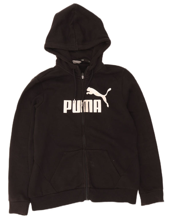 Puma Womens Graphic Zip Hoodie Sweater UK 16 Large Black Cotton