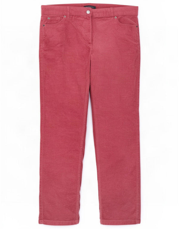 Marks & Spencer Womens Corduroy Trousers UK 14 Large W32 L30 Burgundy