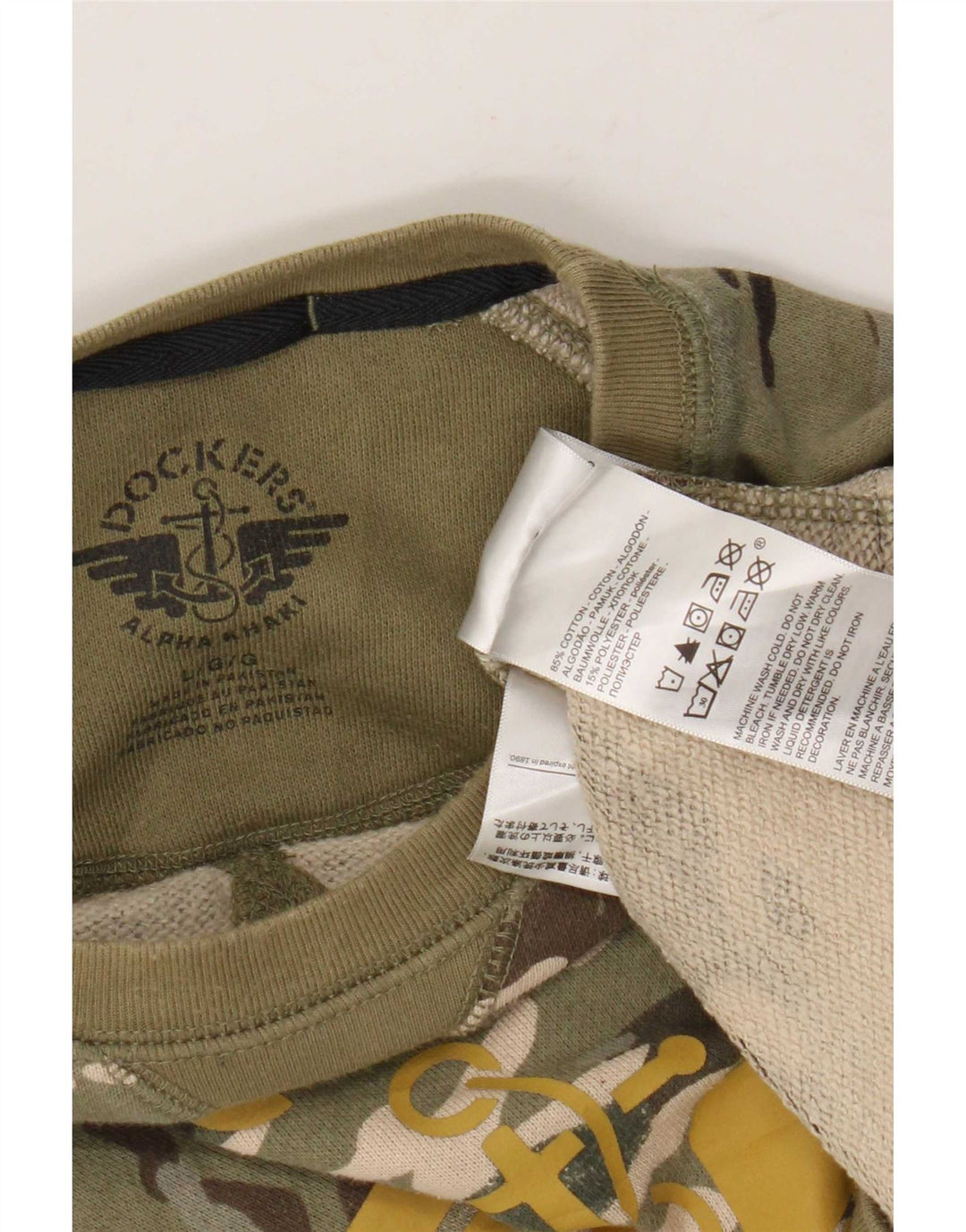 Dockers Mens Graphic Sweatshirt Jumper Large Green Camouflage Army