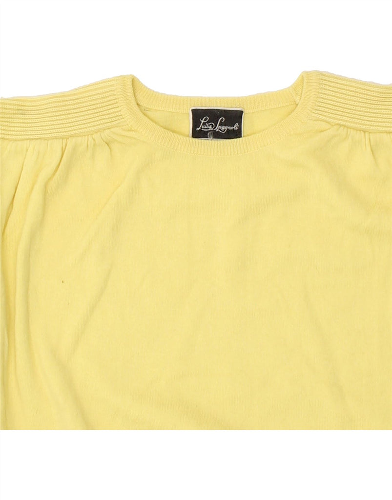 LUISA SPAGNOLI Womens Crew Neck Jumper Sweater UK 14 Medium Yellow Wool Vintage Luisa Spagnoli and Second-Hand Luisa Spagnoli from Messina Hembry 