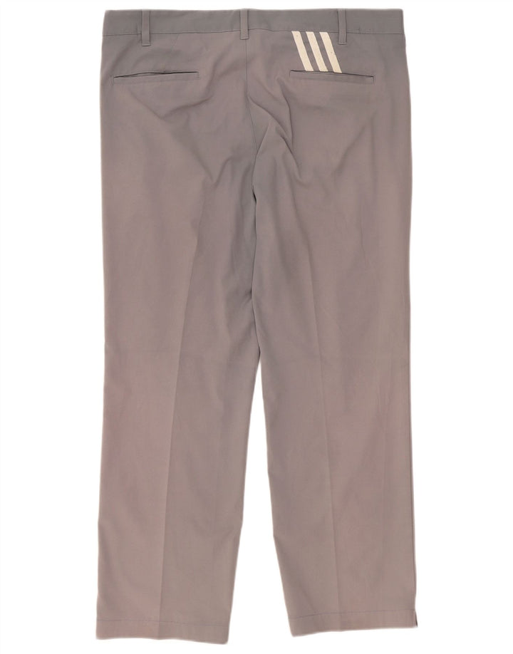 Adidas Mens Straight Chino Trousers W38 L29 Grey Polyester