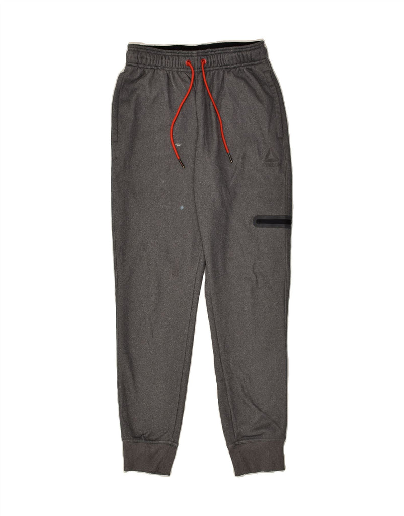 REEBOK Mens Tracksuit Trousers Joggers Small Grey Polyester | Vintage Reebok | Thrift | Second-Hand Reebok | Used Clothing | Messina Hembry 