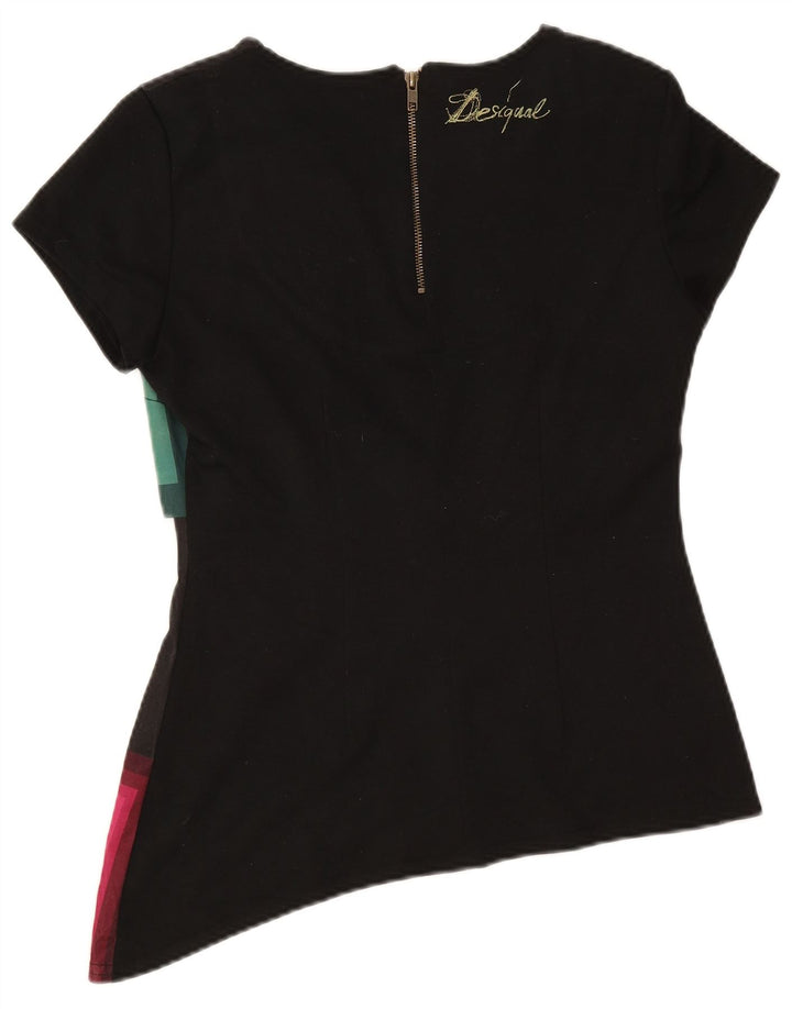 Desigual Womens Asymmetric Blouse Top UK 14 Large Black Geometric