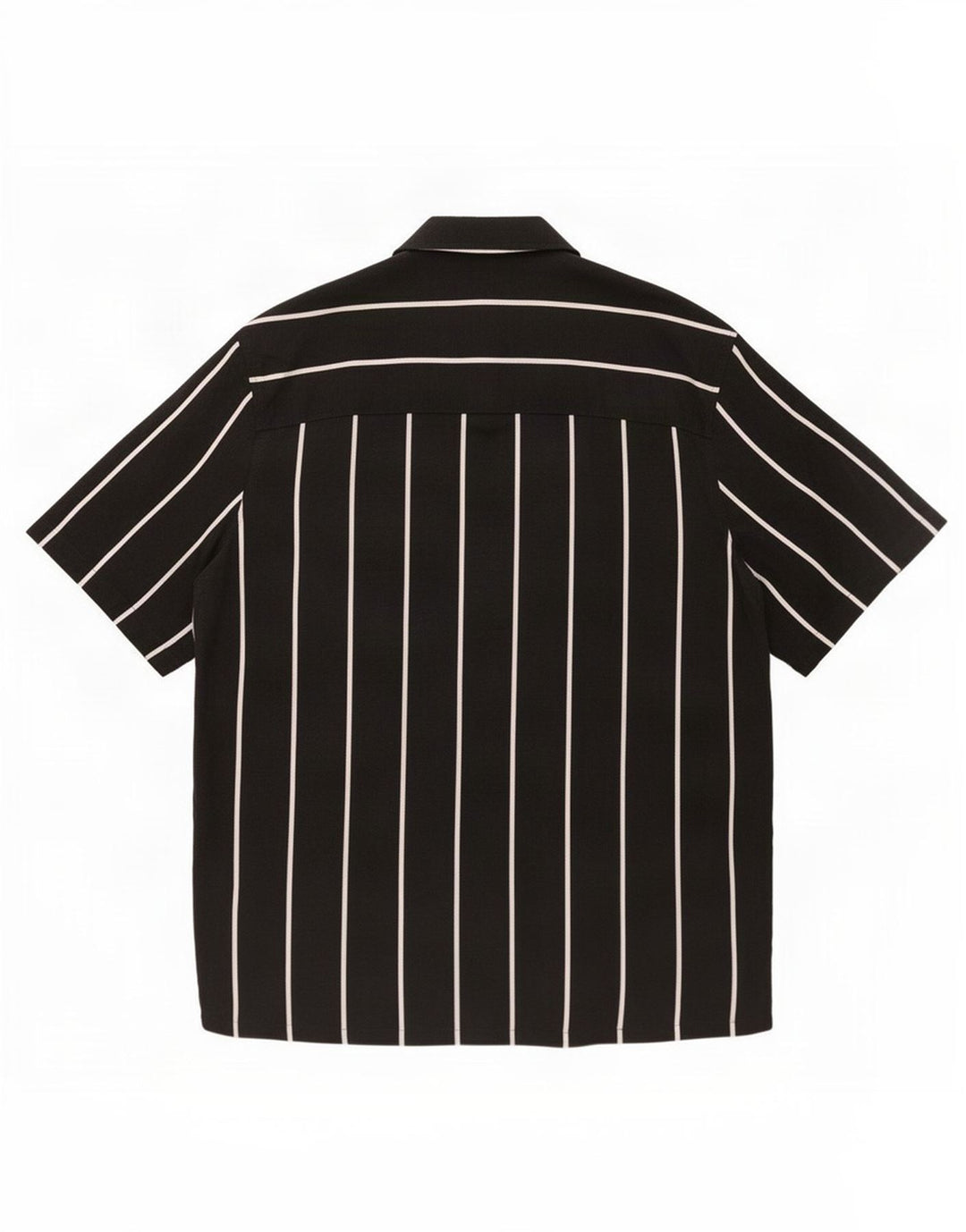Zara Mens Short Sleeve Shirt Large Black Striped Viscose