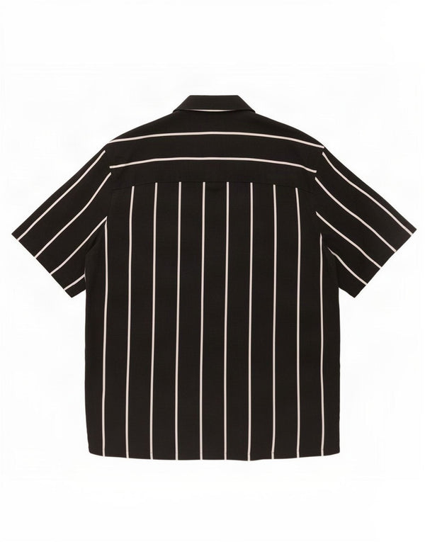 Zara Mens Short Sleeve Shirt Large Black Striped Viscose