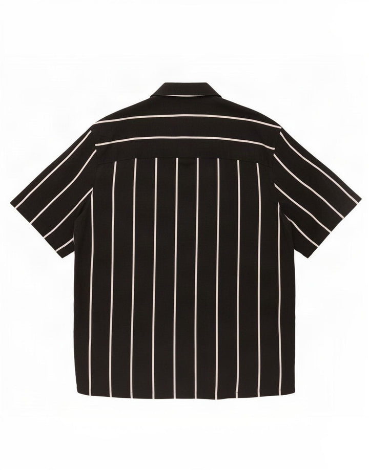 Zara Mens Short Sleeve Shirt Large Black Striped Viscose