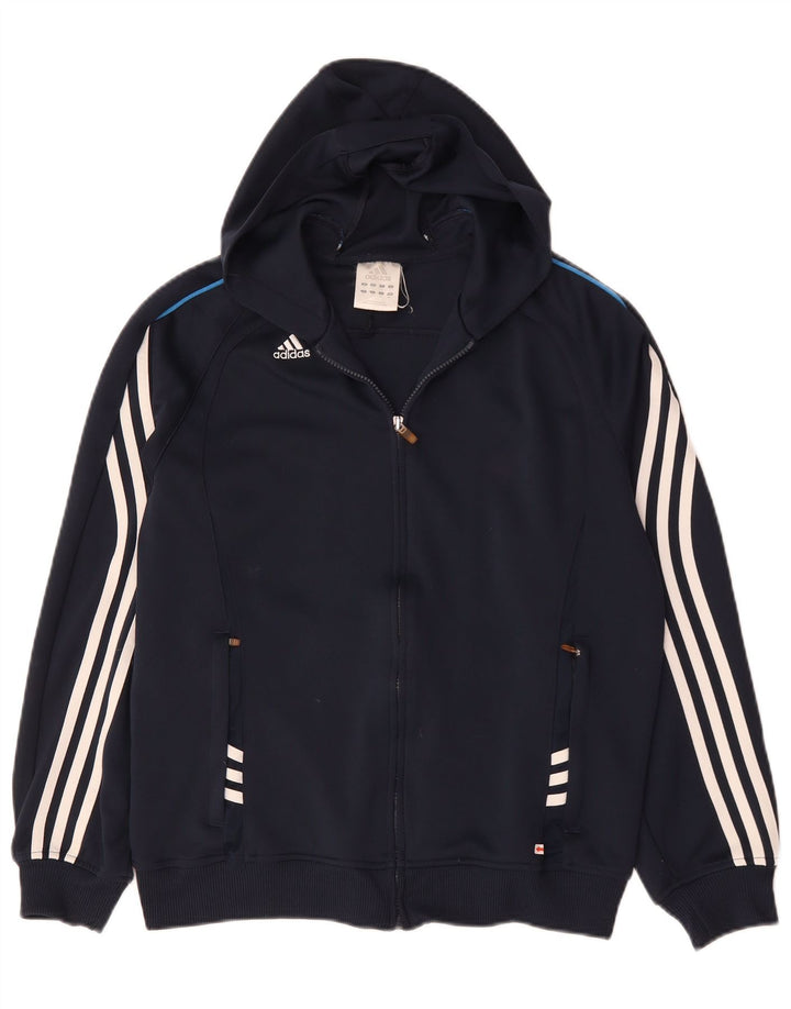 Adidas Mens Climalite Zip Hoodie Sweater Small Navy Blue Polyester