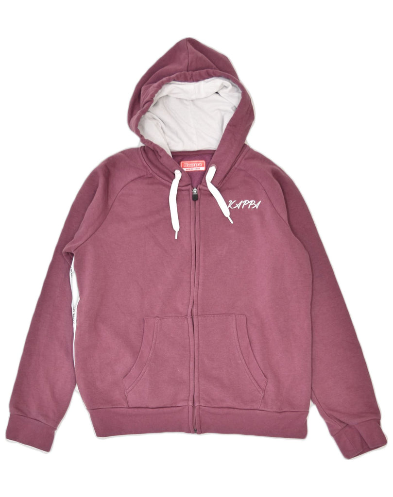 KAPPA Womens Zip Hoodie Sweater UK 14 Medium Burgundy Cotton | Vintage | Thrift | Second-Hand | Used Clothing | Messina Hembry 