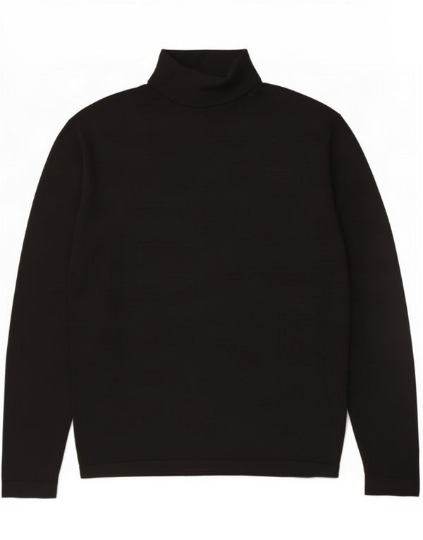 Zara Mens Roll Neck Jumper Sweater Large Black Viscose