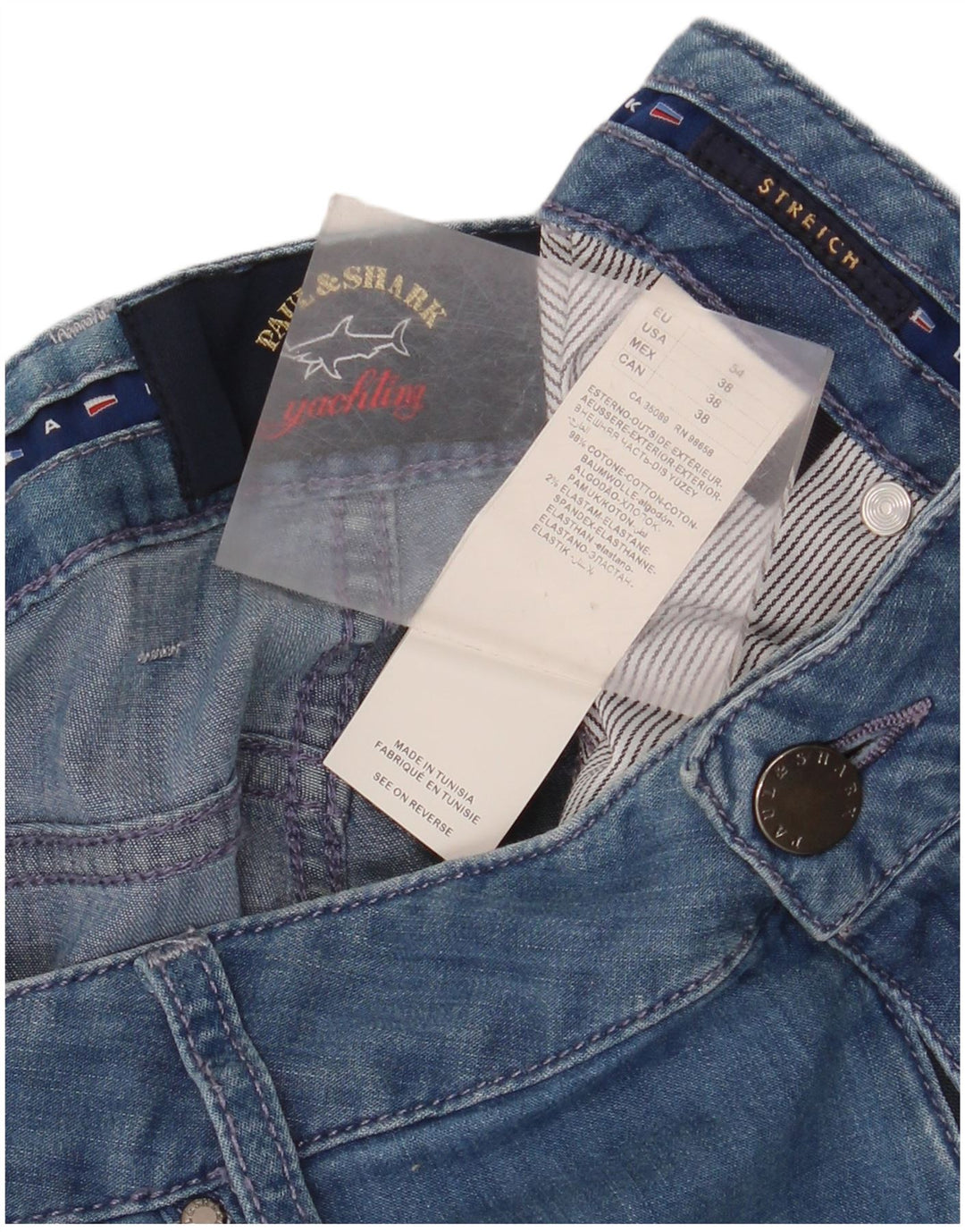 Paul & Shark Mens Stretch Straight Jeans W38 L33 Blue Cotton