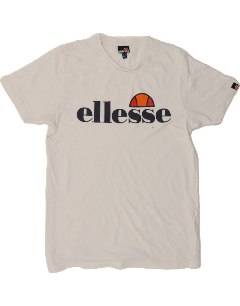 ELLESSE Mens Graphic T-Shirt Top Medium White Cotton Vintage Ellesse and Second-Hand Ellesse from Messina Hembry 