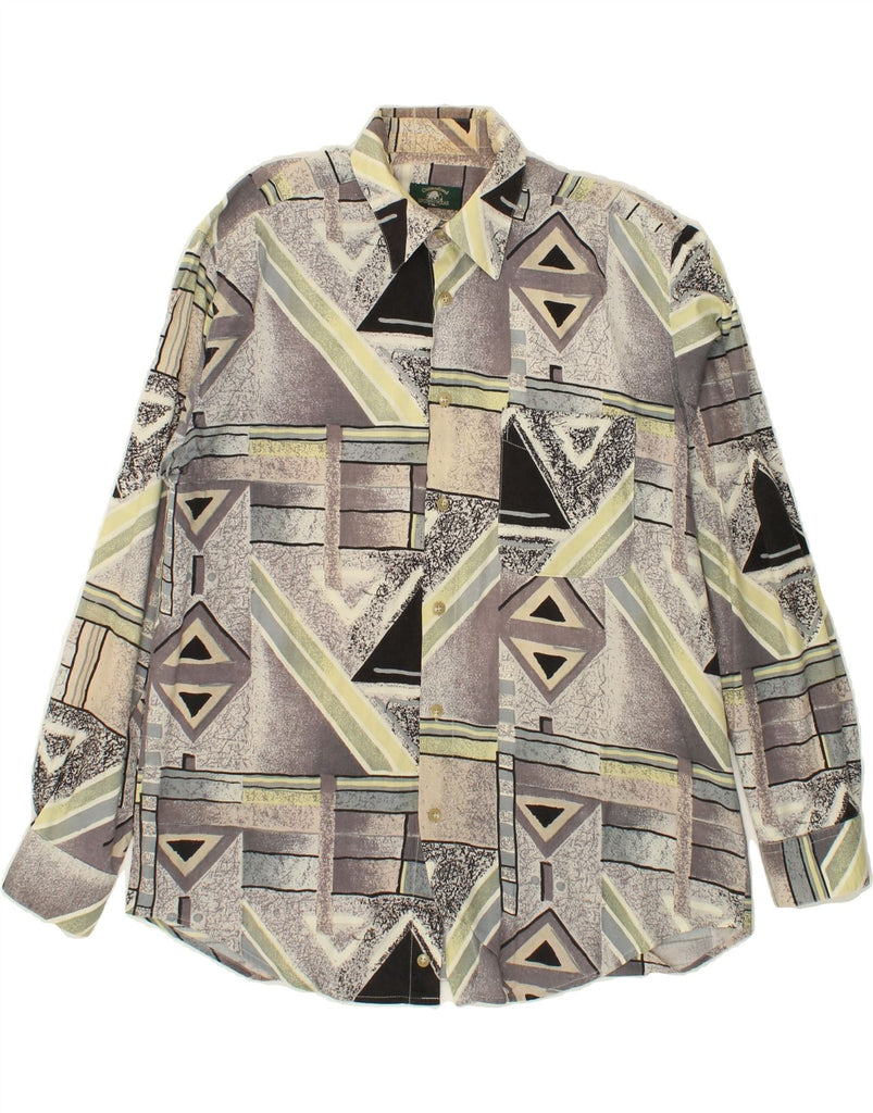 CASUALLAND Mens Shirt Large Grey Geometric Vintage Casualland and Second-Hand Casualland from Messina Hembry 