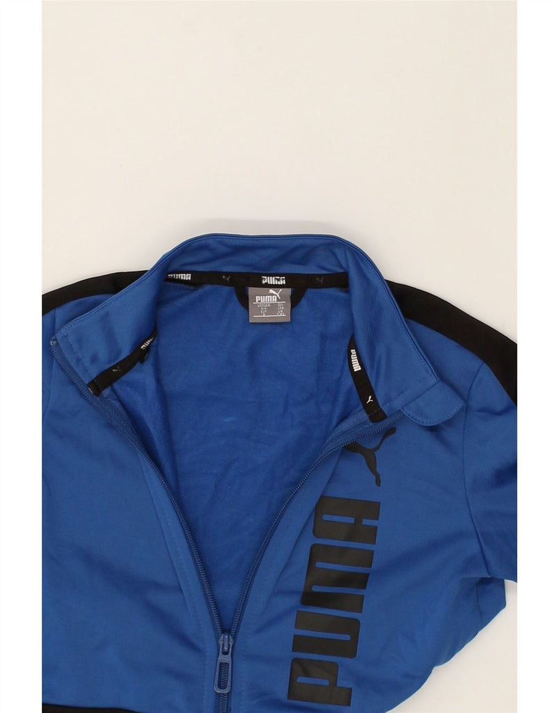 PUMA Boys Graphic Tracksuit Top Jacket 7-8 Years Blue Colourblock | Vintage Puma | Thrift | Second-Hand Puma | Used Clothing | Messina Hembry 