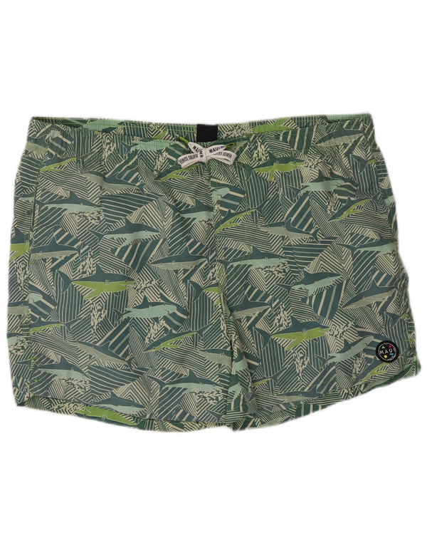 Maui and Sons Mens Swimming Shorts XL  Green Animal Print Polyamide