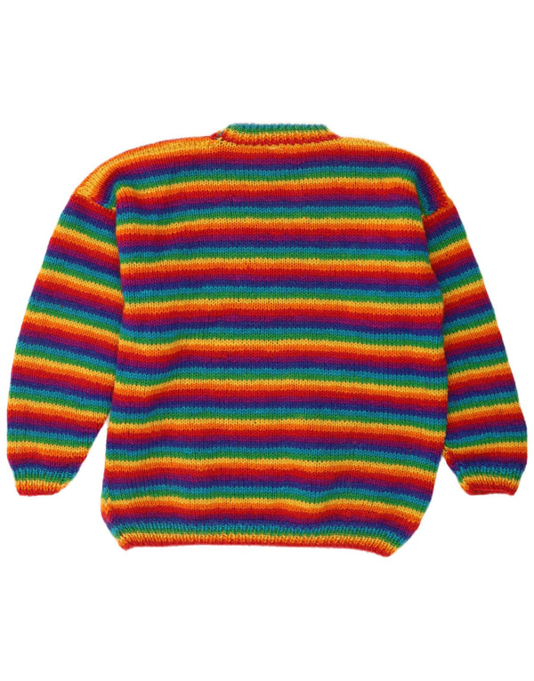 Vintage Mens Turtle Neck Jumper Sweater Large Multicoloured Striped