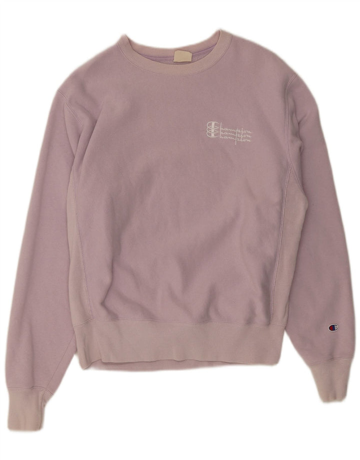 Champion Womens Oversized Sweatshirt Jumper UK 14 Medium Purple Cotton