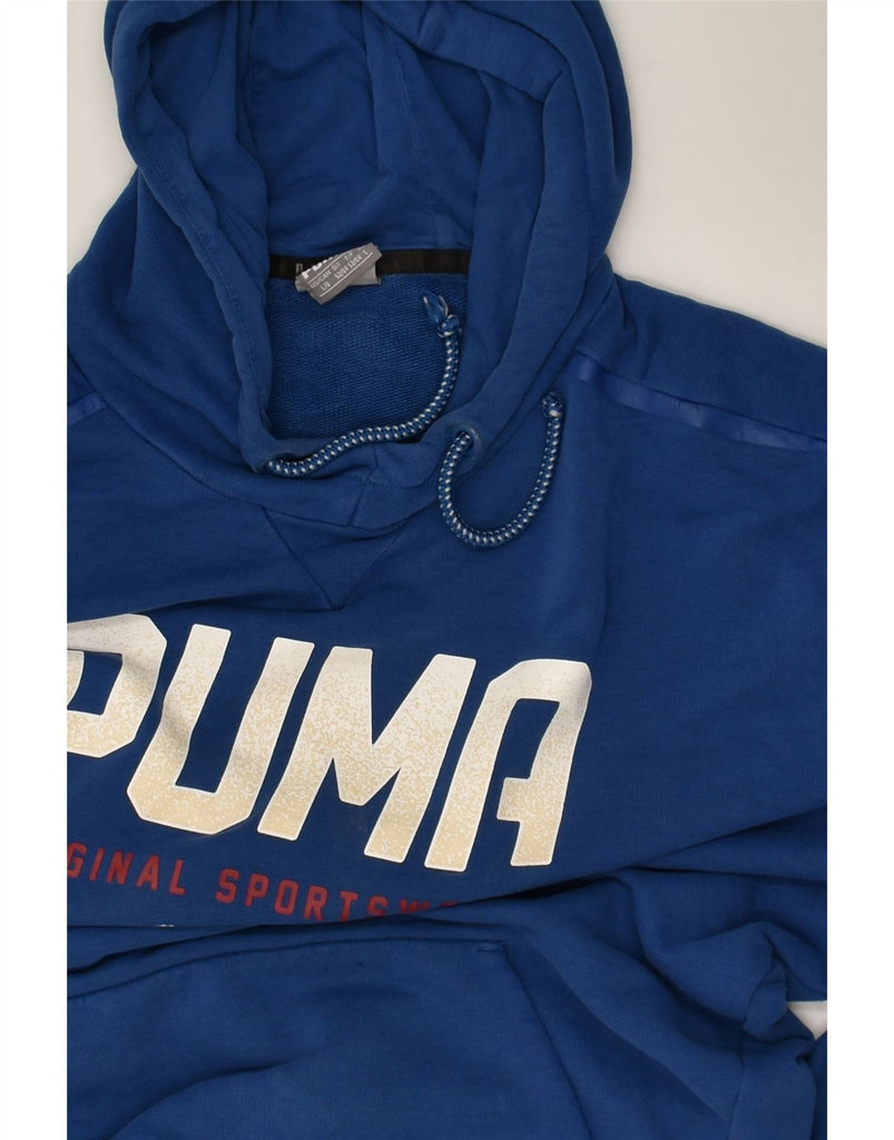 PUMA Mens Graphic Hoodie Jumper Large Blue Cotton | Vintage Puma | Thrift | Second-Hand Puma | Used Clothing | Messina Hembry 