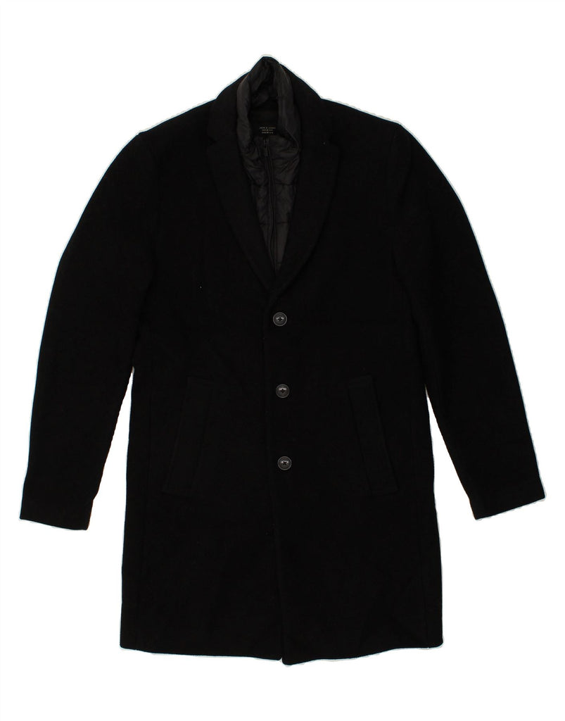 JACK & JONES Mens Overcoat UK 36 Small Black | Vintage Jack & Jones | Thrift | Second-Hand Jack & Jones | Used Clothing | Messina Hembry 