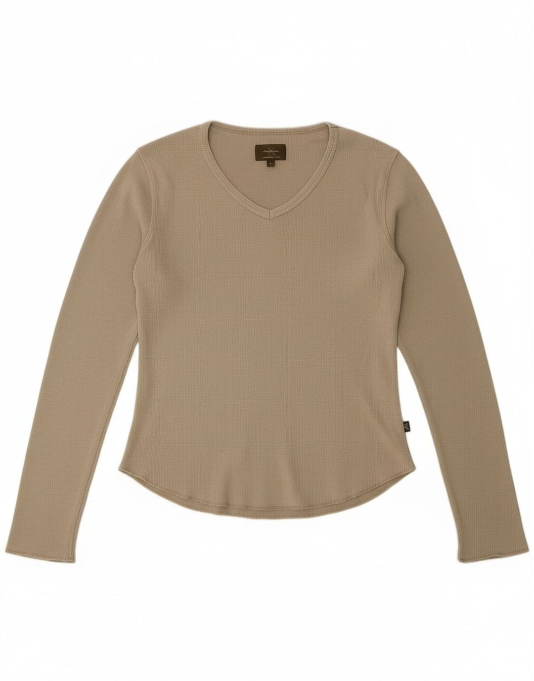 Calvin Klein Womens Top Long Sleeve UK 14 Medium Green Cotton