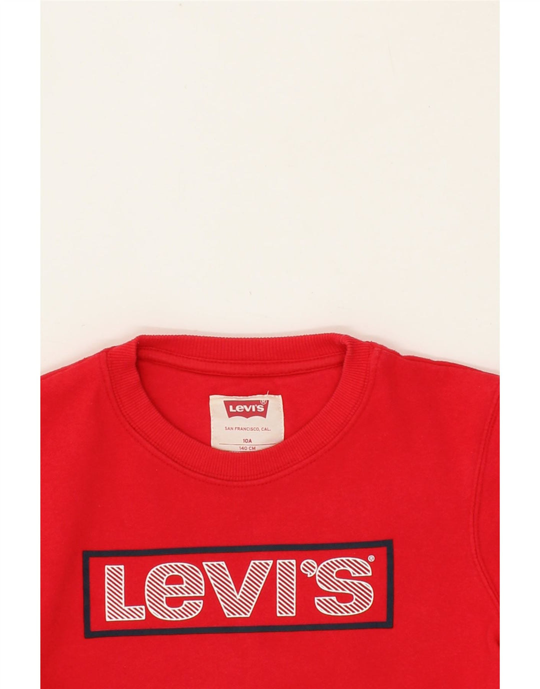 LEVI'S Girls Graphic Sweatshirt Jumper 9-10 Years Red Cotton Vintage Levi's and Second-Hand Levi's from Messina Hembry 