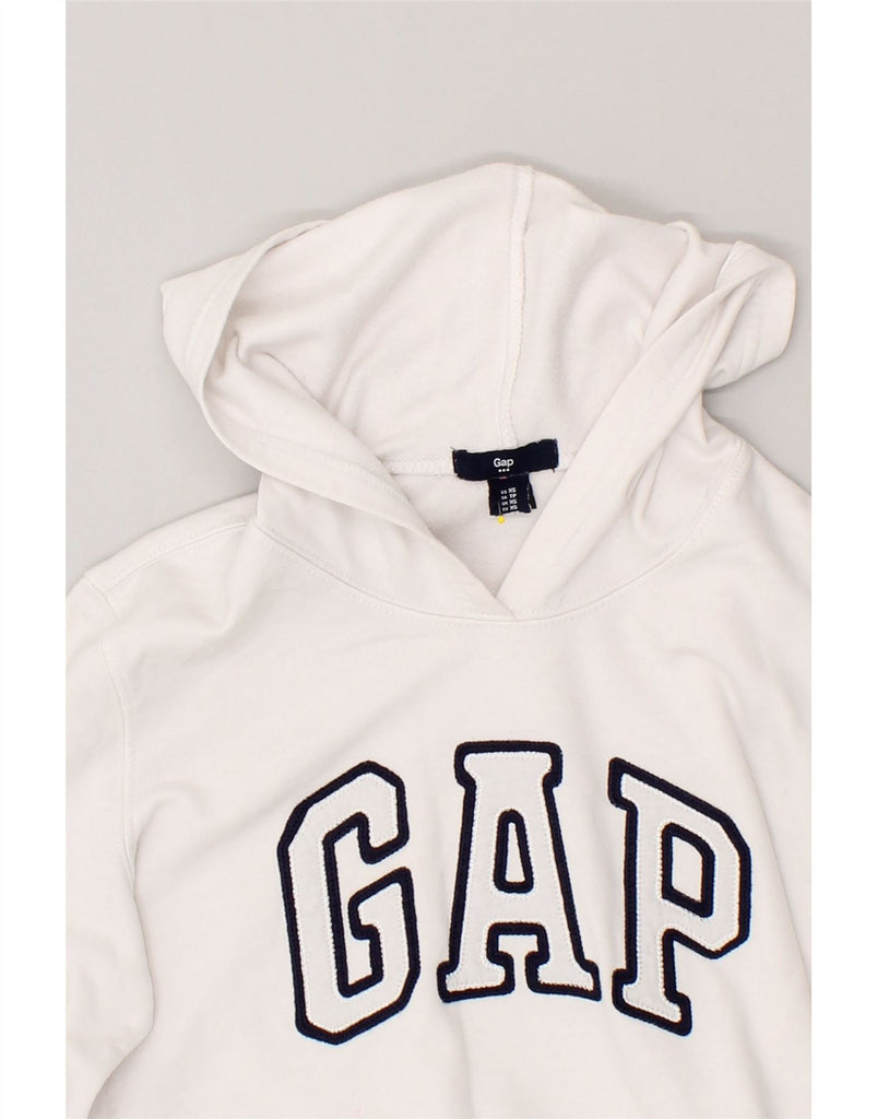 GAP Womens Graphic Hoodie Jumper UK 6 XS White Cotton | Vintage Gap | Thrift | Second-Hand Gap | Used Clothing | Messina Hembry 