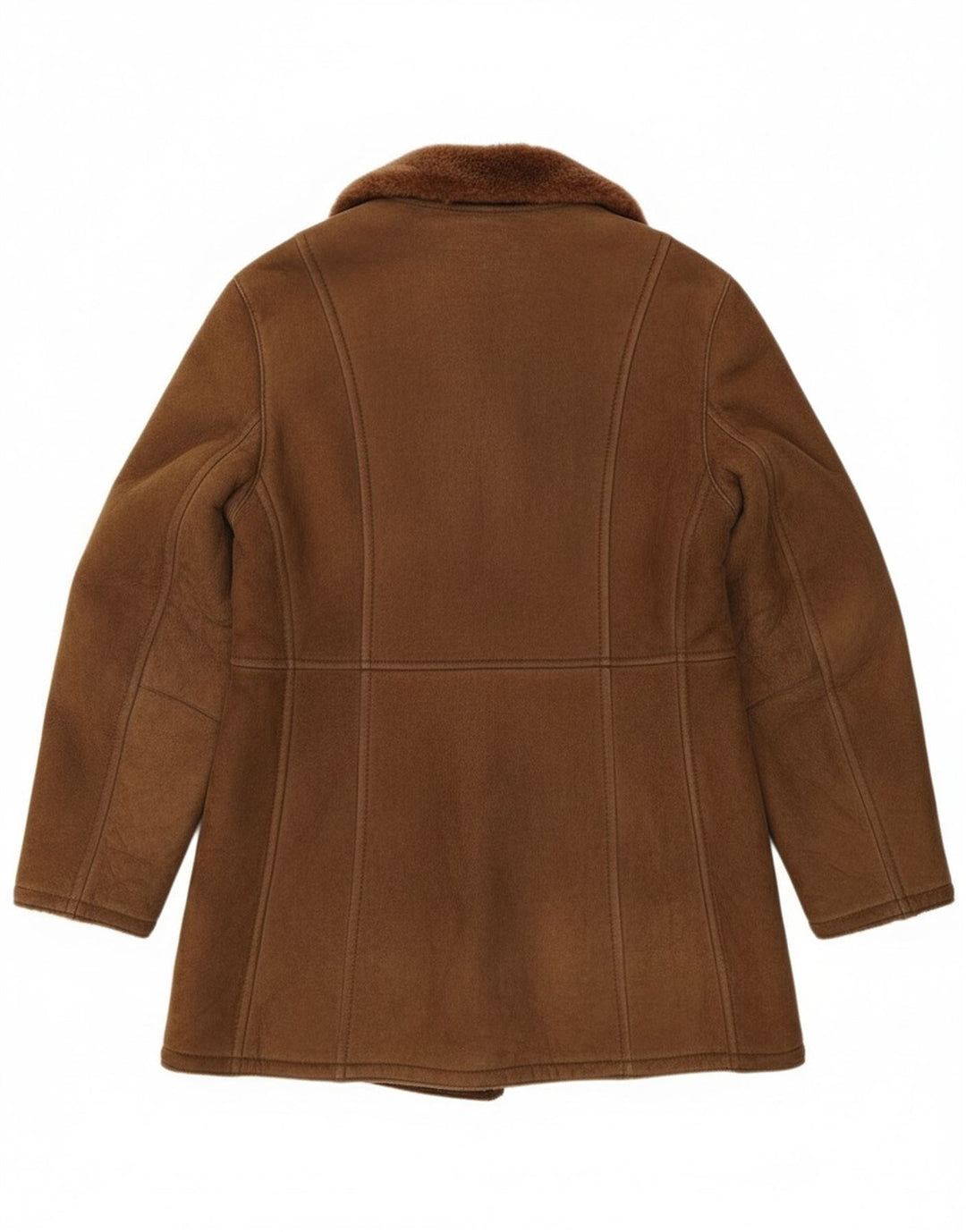 Vintage Mens Double Breasted Shearling Jacket IT 54 2XL Brown Leather