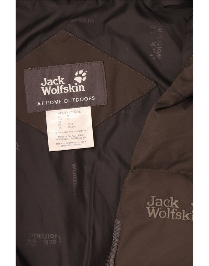 Jack Wolfskin Womens Hooded Padded Jacket UK 12/14 Medium Brown Polyamide