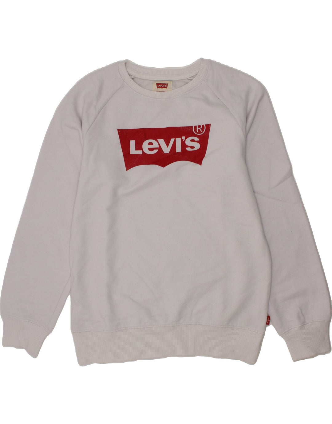 LEVI'S Girls Graphic Sweatshirt Jumper 11-12 Years White Cotton Classic Vintage Levi's and Second-Hand Levi's from Messina Hembry 