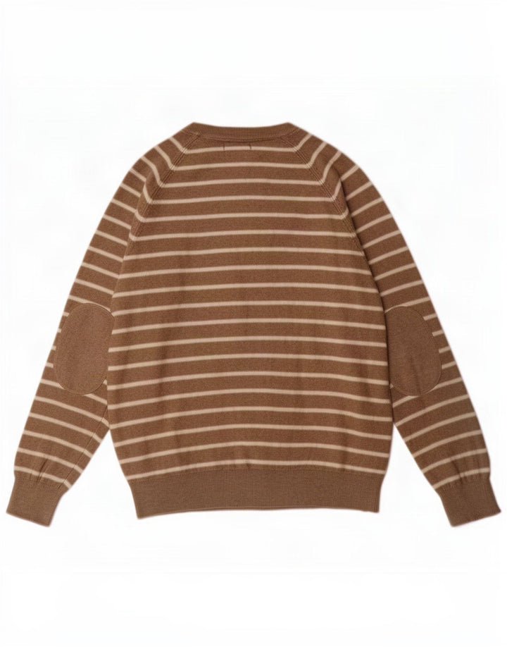 Marks & Spencer Mens Boat Neck Jumper Sweater Medium Beige Striped
