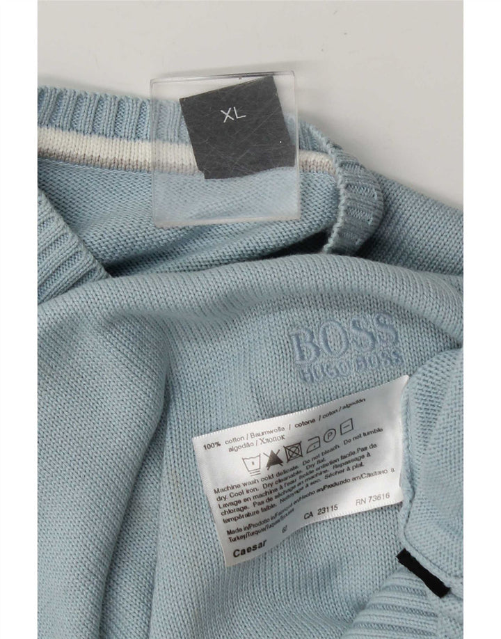 Hugo Boss Mens Crew Neck Jumper Sweater XL Blue Cotton