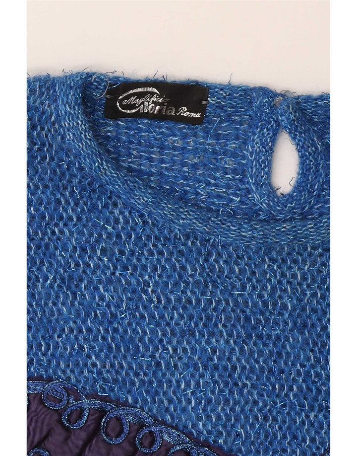 Vintage Womens Crew Neck Jumper Sweater UK 16 Large Blue