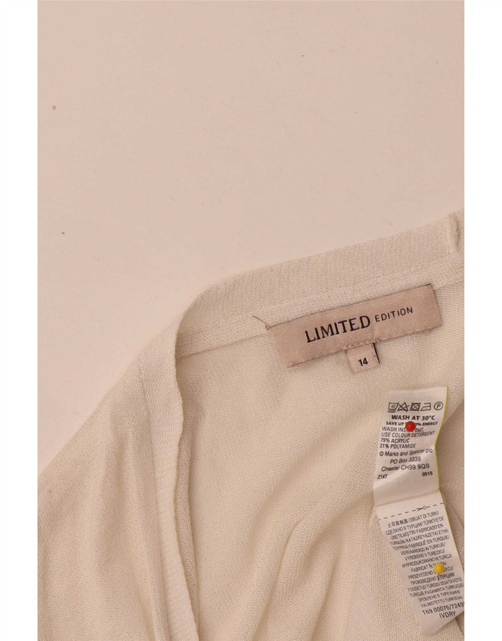 Marks & Spencer Womens Longline Cardigan Sweater UK 14 Medium Off White