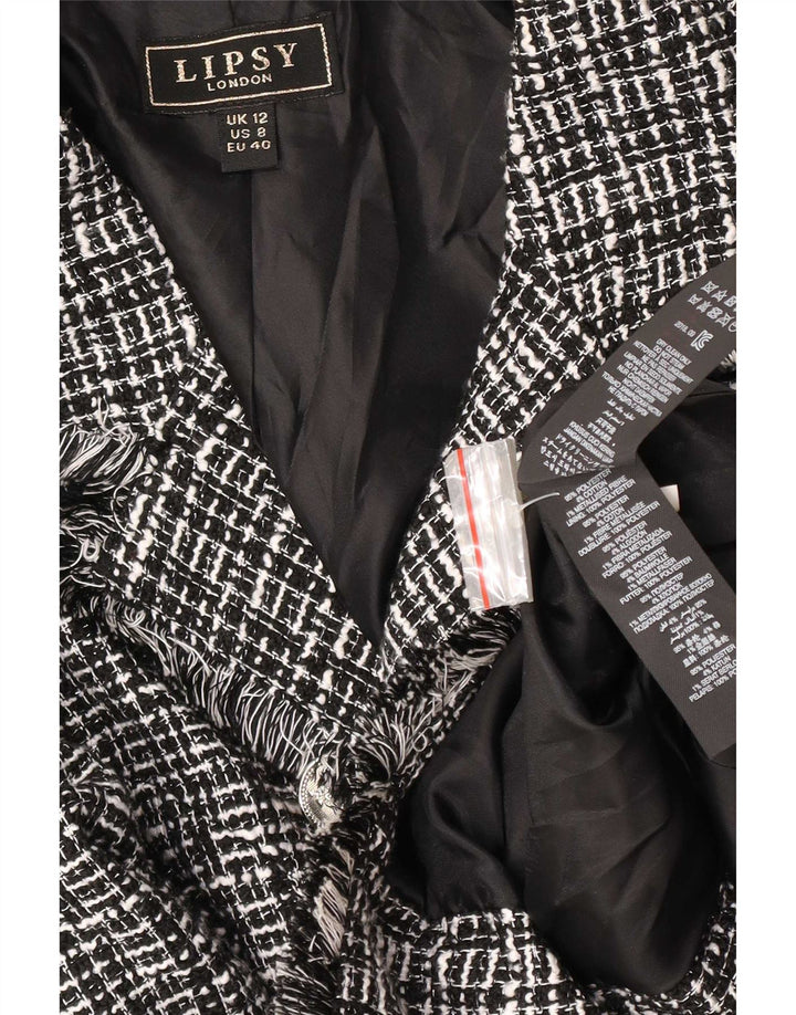Lipsy Womens Double Breasted Blazer Jacket UK 12 Medium Black Flecked
