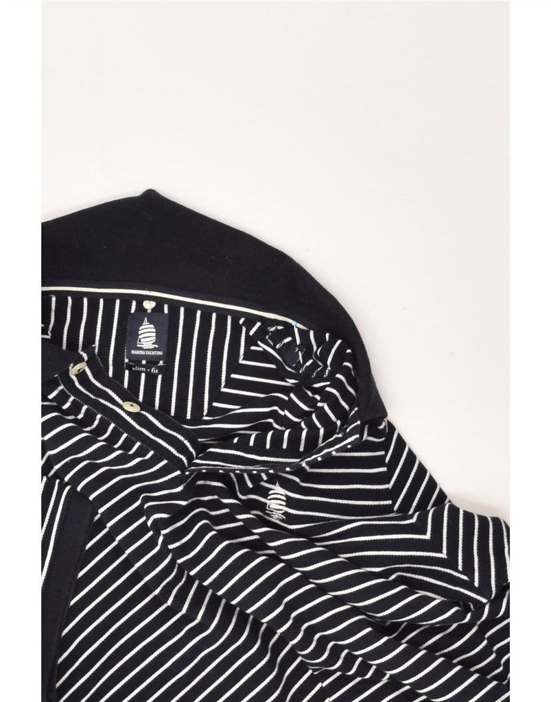 MARINA YACHTING Mens Slim Fit Polo Shirt Large Black Striped Nautical | Vintage Marina Yachting | Thrift | Second-Hand Marina Yachting | Used Clothing | Messina Hembry 