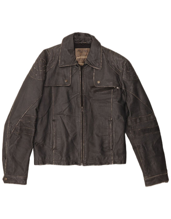 Vintage Mens Leather Jacket IT 52 XL Black